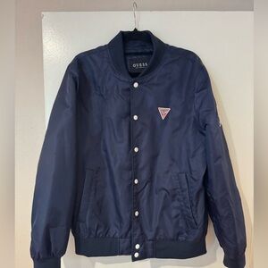 GUESS Men's Dark Blue Bomber Jacket